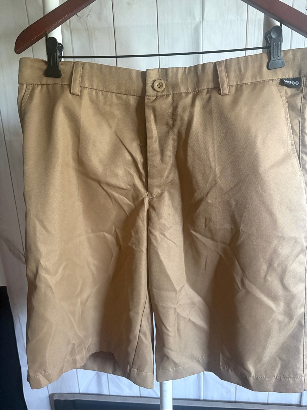 Men's Tan Flat-Front Shorts